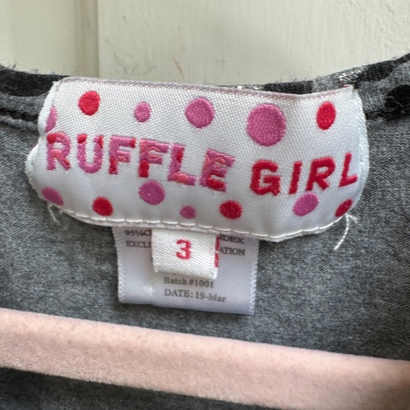 Ruffle Girl 3T Girls Black and Gray Leopard Print Short Sleeve Shirt Blouse - Picture 4 of 6